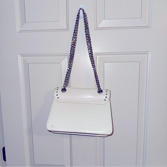 Badgley Mischka White Croc-Embossed Shoulder Bag - Picture 2 of 4